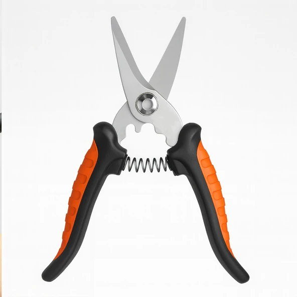 Çok Amaçlı Paslanmaz 7 İnç Çelik Makas Profesyonel Kesim İçin Ergonomik Saplı Mutfak Ofis Makası ürün görseli 1