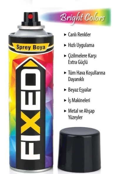 FIXED Sgs Sprey Boya Siyah(PARLAK)tir 225ml ürün görseli 1