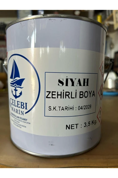 Spreycim ÇELEBİ MARİN SEZONLUK TEKNE ZEHİRLİ BOYASI SİYAH 3.5 KG ürün görseli 1
