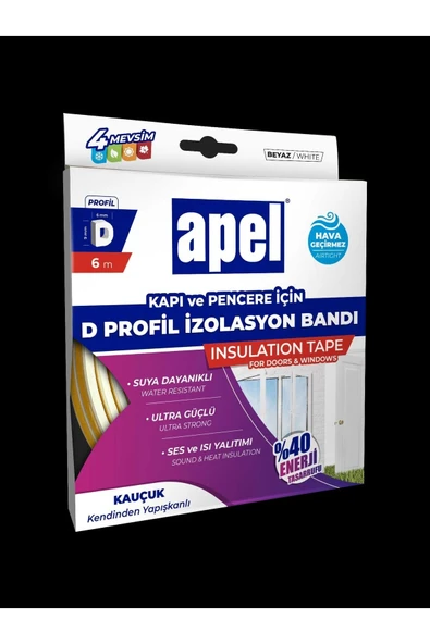 APEL Epdm Izolasyon Bandı Kapı Pencere D Profil Kauçuk Beyaz 6 Mt. ürün görseli 1