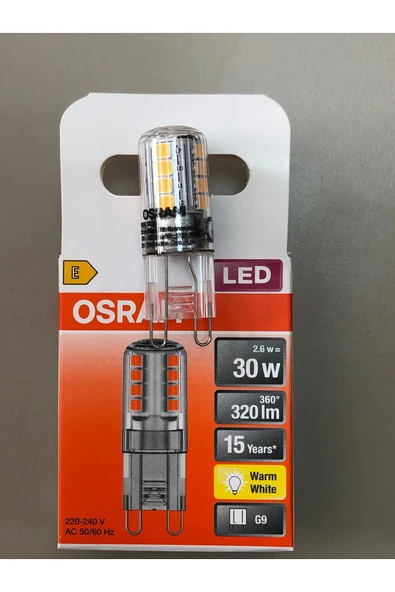 Osram 3 ADET G9 LED LAMBA 220V 2,6W=30W=320 LÜMEN 2700 KELVİN SARI 15,000 SAAT 14mmX43mm ürün görseli 1