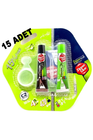 Zipper Glue 15 Adet C2 Şeffaf Iran Yapıştırıcı 16 Gr Çift Karışımlı ürün görseli 1