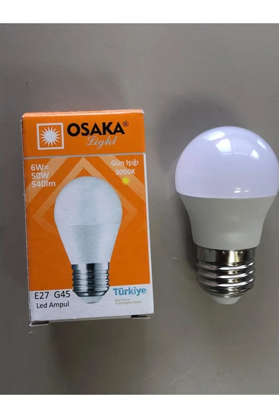 Osaka 10 ADET OSAKA 6W=50W=540 LÜMEN E 14 TOP AMPÜL 3000K SARI 45mmX75mm ürün görseli 1