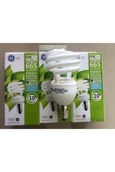 General Electric 6 ADET GENERAL ELC. E 14 TASARRUFLU LAMBA  12W=55W =665 LÜMEN  6500KELVİN BEYAZ ürün görseli 1