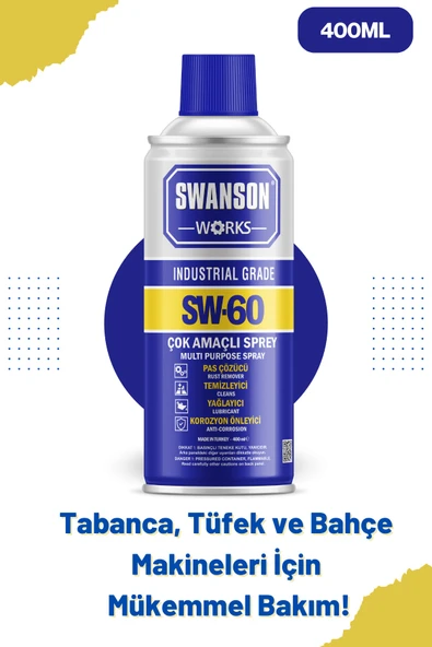 Spreycim Swanson Works SW-60 Çok Amaçlı Makine Tabanca ve Tüfek İçin Etkili Makine Yağlama Spreyi 400 ML ürün görseli 1