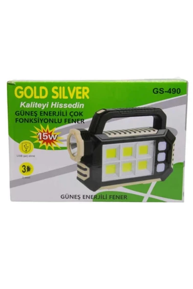 GoldSilver Gold Silver Gs 490 15w Güneş Enerjili Çok Fonksiyonlu Fener ürün görseli 1