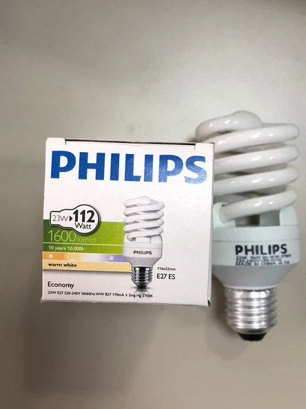 PHILIPS 3 ADET 23W=112W 1600 LÜMEN 2700 KELVİN SARI TASARRUFLU LAMBA ürün görseli 1