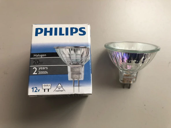 5 ADET PHILIPS 12V 20W MR 16 GU 5.3 ÇANAK HALOJEN  ÇAP:50mm ürün görseli 1
