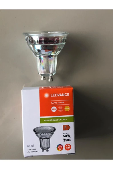 Ledvance GU 10 DİMLİ LED  4.5W=50W 350 LÜMEN  2700 KELVİN SARI ürün görseli 1