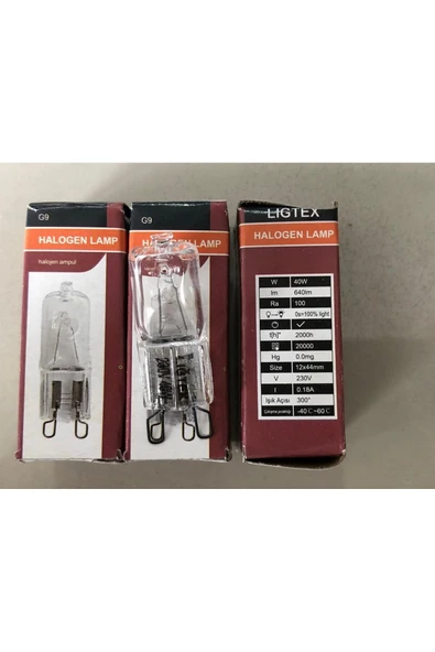 Ligtex 3 ADET  G9  HALOJEN LAMBA   220V 40W= 640 LÜMEN ŞEFFAF ürün görseli 1