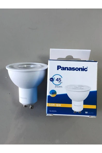 PANASONIC 10 ADET PANASONİC  GU 10 LED SPOT 4W=45W  310 LÜMEN 3000 KELVİN SARI  15.000 SAAT ürün görseli 1