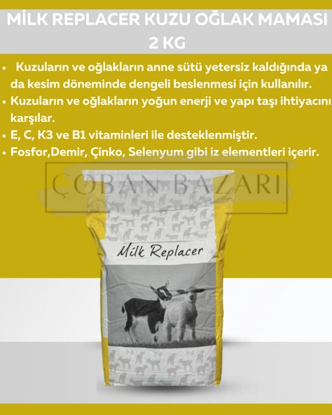 MİLK REPLAKER KUZU VE OĞLAK MAMASI  2 KG ürün görseli 1