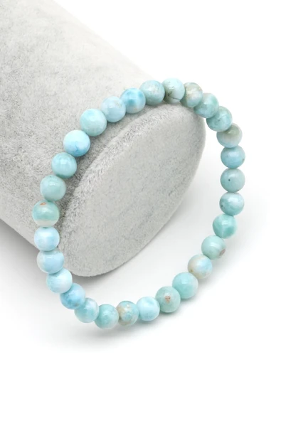 Larimar Doğal Taş Bileklik 6 mm Küre Kesim ürün görseli 1