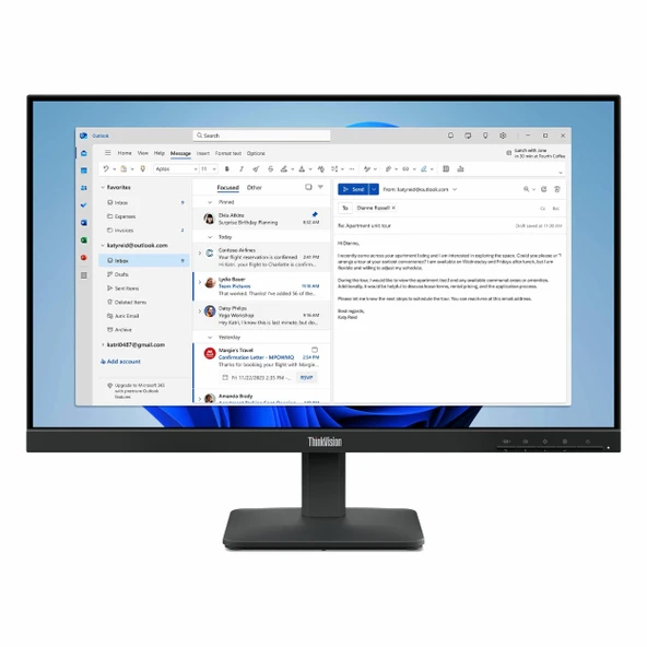 Lenovo ThinkVision S24-4e 64B5KAT1TK 23.8" 100Hz 4Ms VGA+HDMI FullHD IPS Vesa Monitör ürün görseli 1
