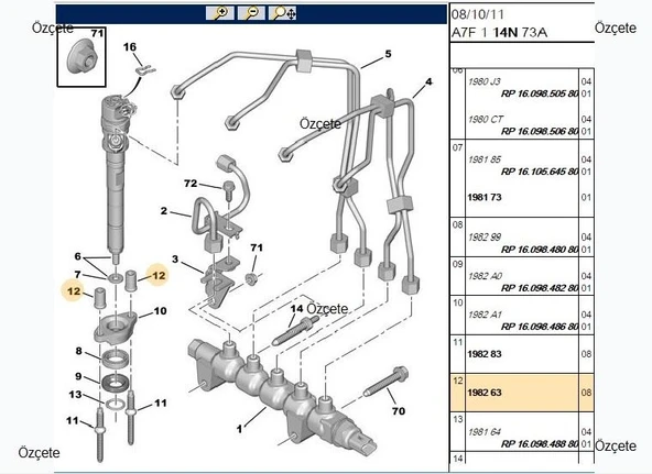 ENJEKTOR SAPLAMA SOMUNU PEUGEOT CITROEN1.6HDI MOTOR ürün görseli 1