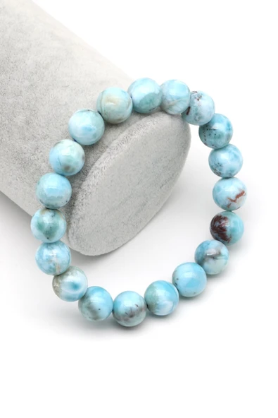 Larimar Doğal Taş Bileklik 11 mm Küre Kesim ürün görseli 1