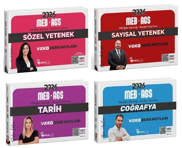 Hoca Kafası 2026 MEB-AGS Sözel + Sayısal Yetenek + Tarih + Coğrafya Video Ders Notları 4 lü Set Hoca Kafası Yayınları ürün görseli 1