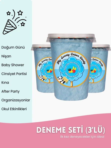 TUTTİ FRUTTİ AROMALI 3'LÜ GURME PAMUK ŞEKERLER ürün görseli 1