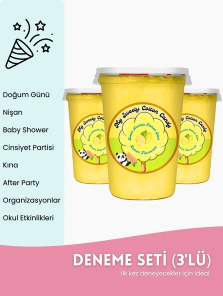 LİMON AROMALI 3'LÜ GURME PAMUK ŞEKERLER ürün görseli 1