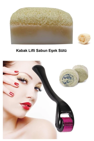 3'lü Kabak Lifli Eşek Sütlü Peeling Cilt Bakım Yenileme Titanyum Dermaroller Leke,Akne Ruşur Taşı ürün görseli 1