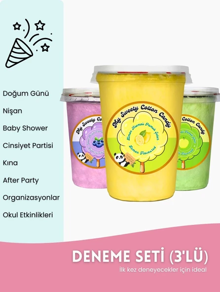 YABAN MERSİNİ, LİMON, ELMA AROMALI 3'LÜ GURME PAMUK ŞEKERLER ürün görseli 1