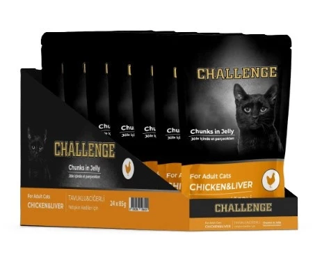 Challenge Tavuklu Ve Ciğerli Yetişkin Kedi Pouch Mama 85 Gr X 24 Adet ürün görseli 1