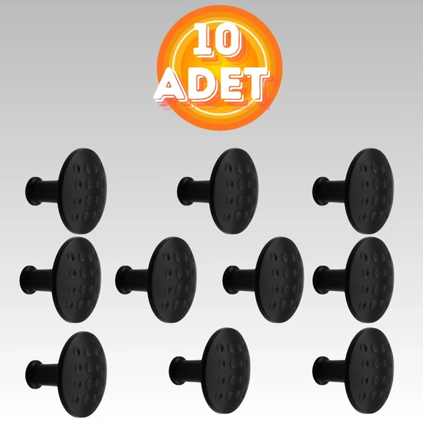 Noktalı Düğme Çekmece Dolap Kapak Kulpu Kulbu Mat Siyah Metal Daire Kulp ( 10 ADET ) ürün görseli 1