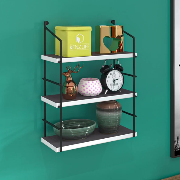 Kenzlife mutfak banyo duvar rafı junzi mat gri suntalam 070(Y)*40(G)*15(D)3 KATLI ürün görseli 1