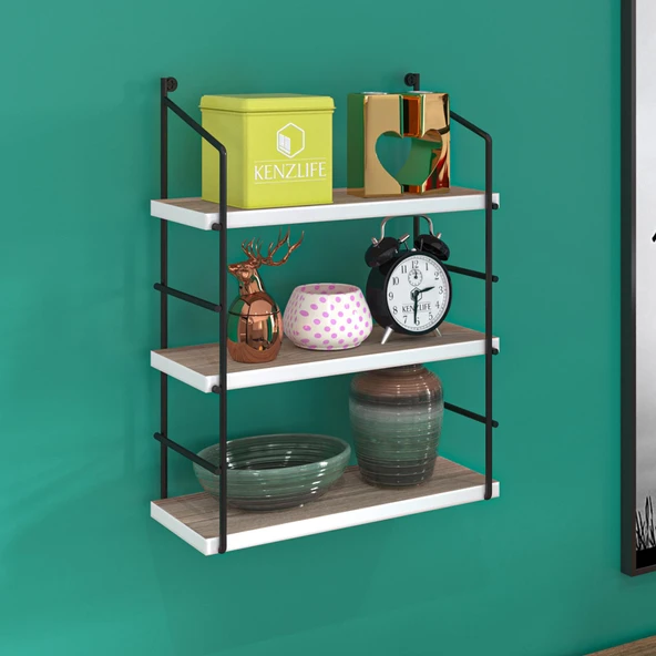 Kenzlife mutfak banyo duvar rafı junzi mat cordoba suntalam 070(Y)*40(G)*15(D)3 KATLI ürün görseli 1