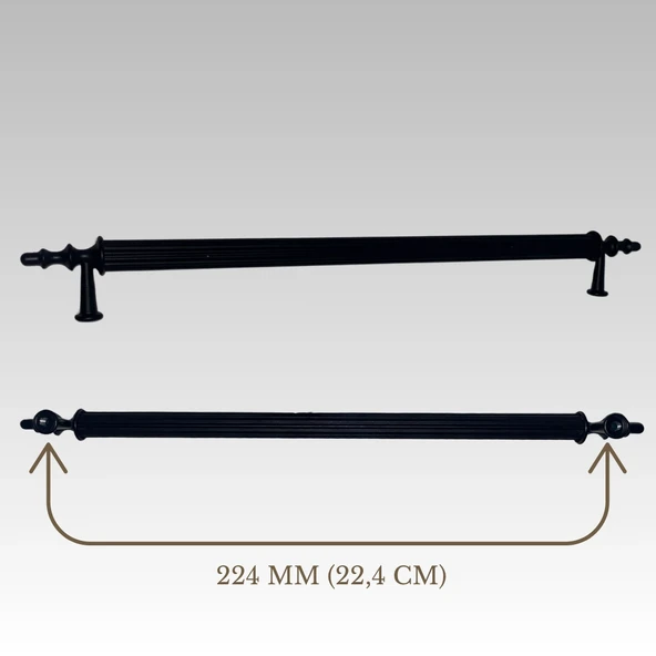 Klipso Mat Siyah 224 MM Metal Lüks Çekmece Dolap Mobilya Kulpları ürün görseli 1