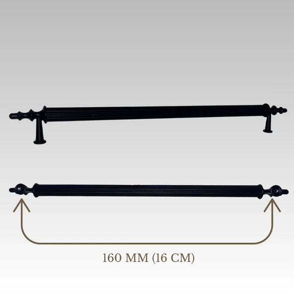 Klipso Mat Siyah 160 MM Metal Lüks Çekmece Dolap Mobilya Kulpları ürün görseli 1