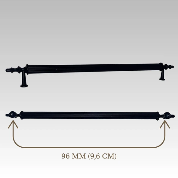 Klipso Mat Siyah 96 MM Metal Lüks Çekmece Dolap Mobilya Kulpları ürün görseli 1