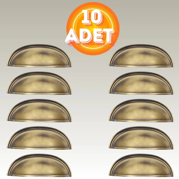 Tas Midye Çanak 64mm Antik Sarı Dolap Çekmece Vestiyer Mobilya Kulpu Metal Kulp ( 10 ADET ) ürün görseli 1