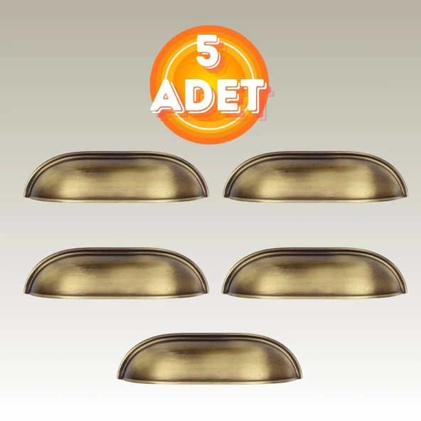 Tas Midye Çanak 96mm Antik Sarı Dolap Çekmece Vestiyer Mobilya Kulpu Metal Kulp ( 5 ADET ) ürün görseli 1