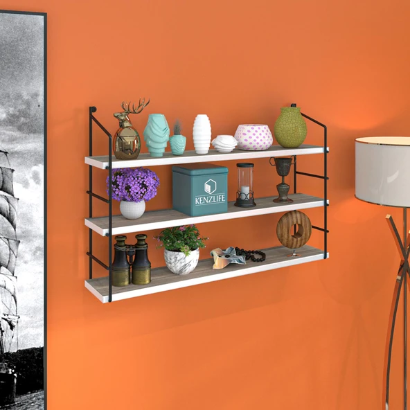 Kenzlife mutfak banyo duvar rafı junzi mat cordoba suntalam 070(Y)*80(G)*15(D)3 KATLI ürün görseli 1