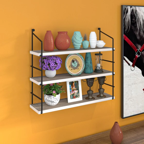 Kenzlife mutfak banyo duvar rafı junzi mat cordoba suntalam 070(Y)*60(G)*15(D)3 KATLI ürün görseli 1