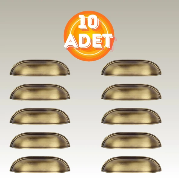 Tas Midye Çanak 96mm Antik Sarı Dolap Çekmece Vestiyer Mobilya Kulpu Metal Kulp ( 10 ADET ) ürün görseli 1