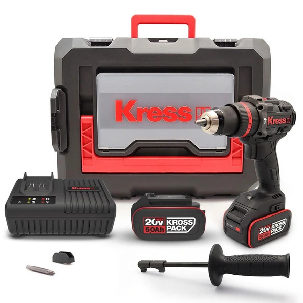 Kress KUC33.1 20Volt/5.0Ah Li-ion 95Nm Çift Akülü Kömürsüz Profesyonel Şarjlı Darbeli Matkap ürün görseli 1