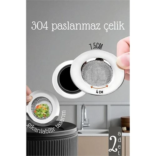 Lavabo Süzgeci - 7.5 cm Çap 2 Lİ SET Gider Sügeci Lavabo Süzgeci ürün görseli 1