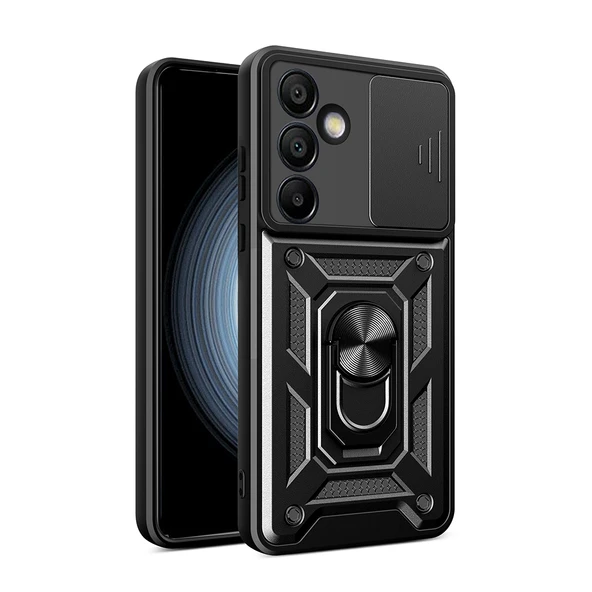 Galaxy S25 FE Kılıf Magnetik Standlı Kamera Korumalı ZNTH Sürgülü Vega Kapak - Siyah ürün görseli 1