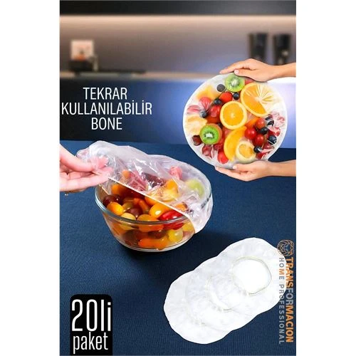 Esnek Kase Bonesi – 20 Adet, 25 cm’e Kadar Uyumlu, Tekrar Kullanılabilir Tabak Bone ürün görseli 1