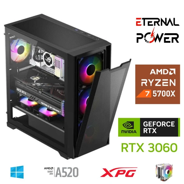 ETERNAL POWER RYZEN 7 5700X 32G DDR4 1TB M.2 RTX3060 A520 M650W ürün görseli 1