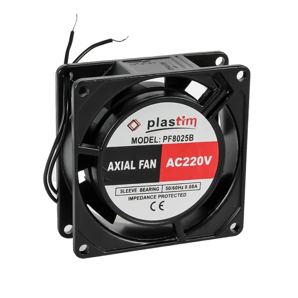 Plastim 80x80x25mm 220V AC Bilezikli Aksiyel Fan - PF8025B ürün görseli 1