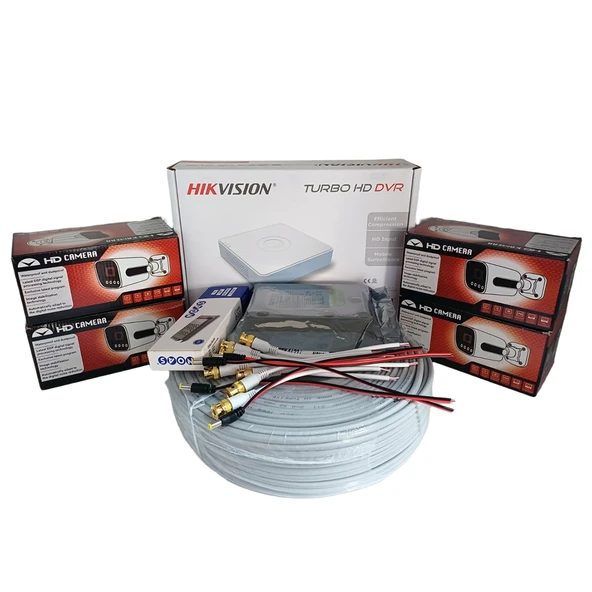 Hikvision 4’lü Full HD Güvenlik Kamerası Seti Renkli Gece Görüşlü, Olay Anında Bildirim ürün görseli 1