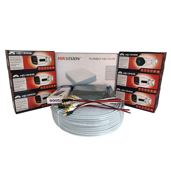 Hikvision 6’lı Full HD Güvenlik Kamerası Seti Renkli Gece Görüşlü, Olay Anında Bildirim ürün görseli 1