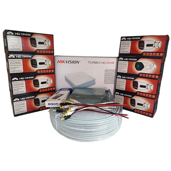 Hikvision 8’li Full HD Güvenlik Kamerası Seti Renkli Gece Görüşlü, Olay Anında Bildirim ürün görseli 1