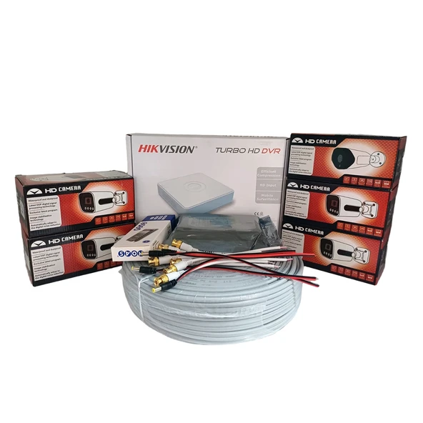 Hikvision 5’li Full HD Güvenlik Kamerası Seti Renkli Gece Görüşlü, Olay Anında Bildirim ürün görseli 1