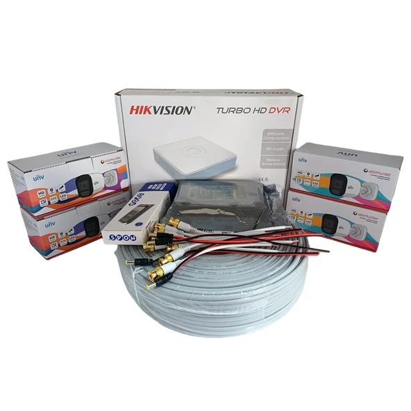 Hikvision 4’lü Full HD Güvenlik Kamerası Seti Renkli Gece Görüşlü, Mikrofonlu, Olay Anında Bildirim ürün görseli 1