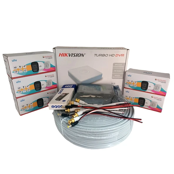 Hikvision 5’li Full HD Güvenlik Kamerası Seti Renkli Gece Görüşlü, Mikrofonlu, Olay Anında Bildirim ürün görseli 1