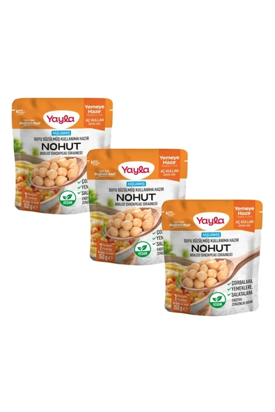 Yayla Haşlanmış Suyu Süzülmüş Nohut 150 gr X3 ürün görseli 1